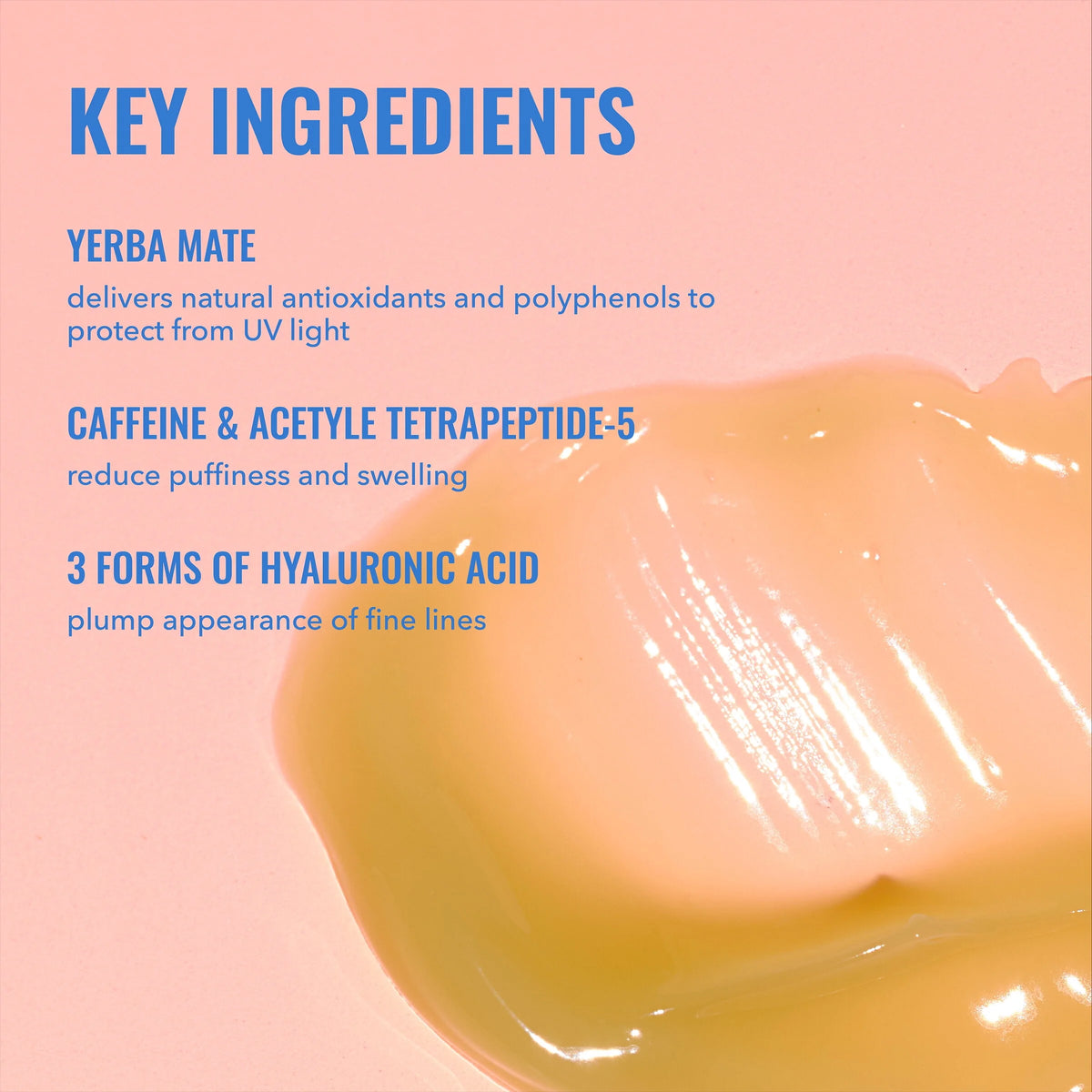 Yerba Mate Wake up Eye Gel - Hydrating Undereye Gel with Hyaluronic Acid & Caffeine, Targets Puffiness, Skincare for Face, 0.5 Fl Oz